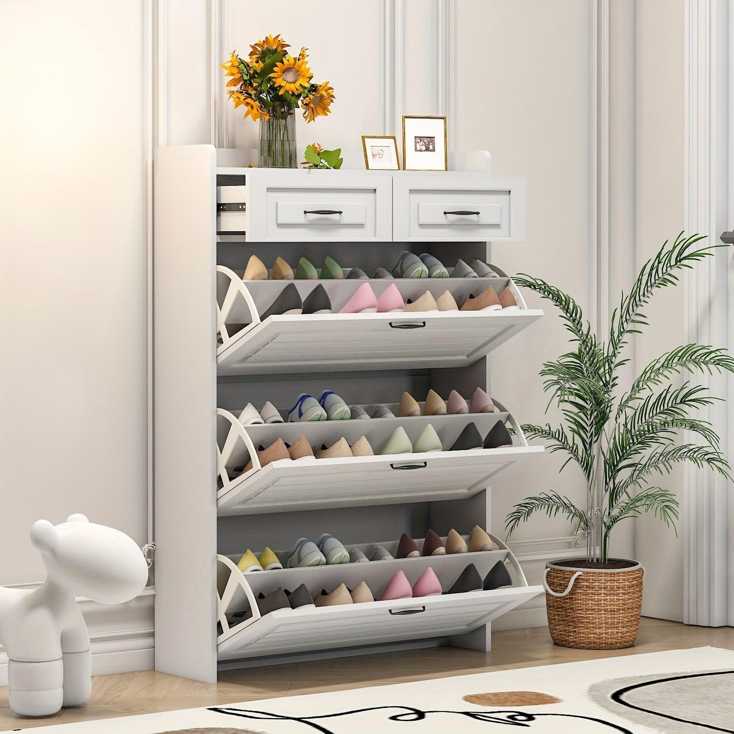 Armário de Sapatos com 3 Portas e 2 Gavetas + Brinde